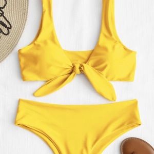 Yellow ZAFUL padded bikini size 6